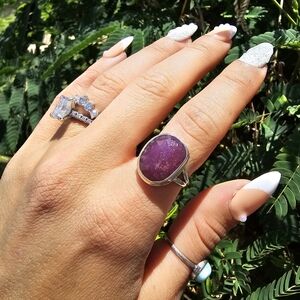 Natural Kashmir ruby ring 925 size 7